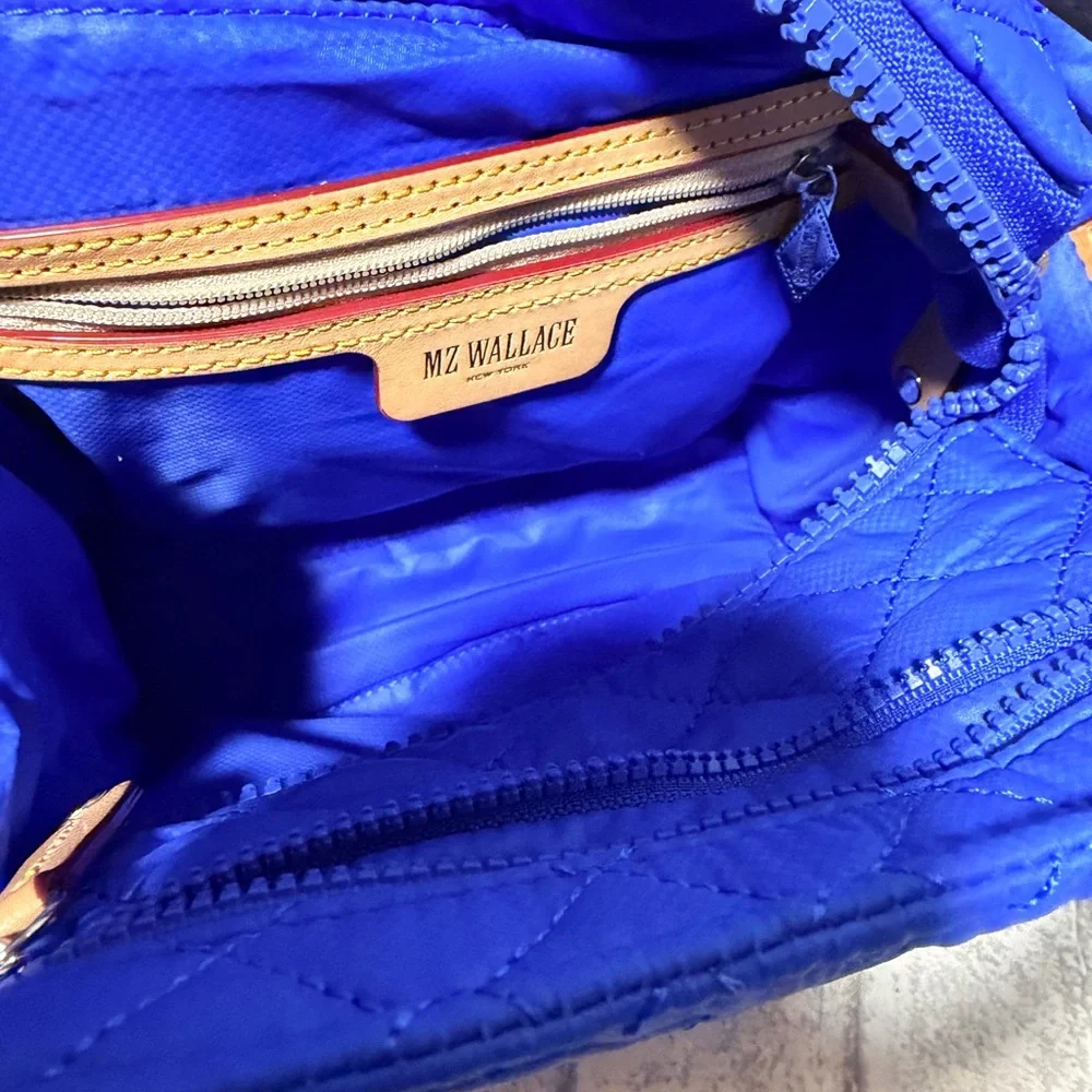 MZ WALLACE Mini Box Tote Crossbody Bag Blue Quilted RARE color - Picture 7 of 10